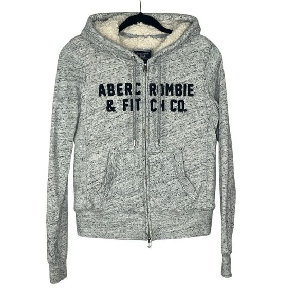 Vintage 90s Abercrombie and Fitch Women’s XS Zip Up Hoodie Sweatshirt Sherpa - Picture 1 of 7